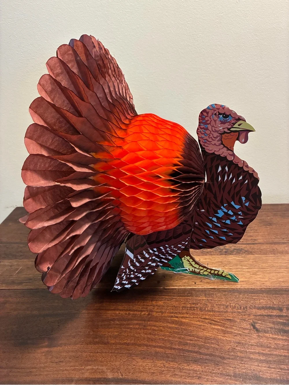 Set of 3 Vintage Paper Honeycomb Turkeys Original Packaging Thanksgiving